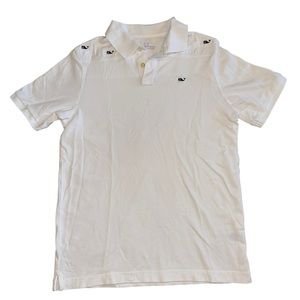 Vineyard vines boys white polo navy embroidered whales 16